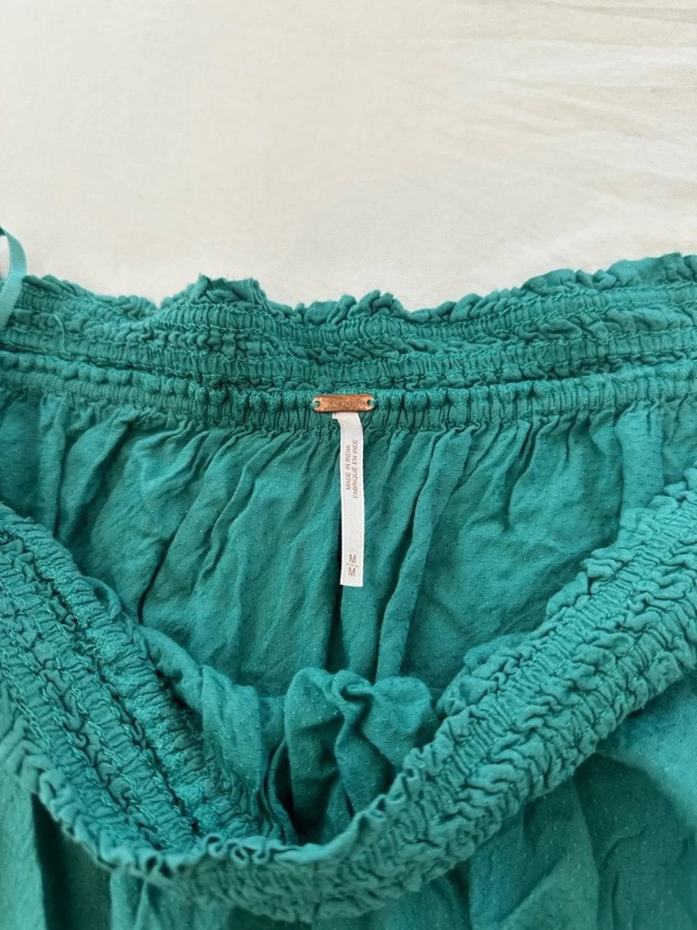 Free People Teal Off-Shoulder Boho Blouse